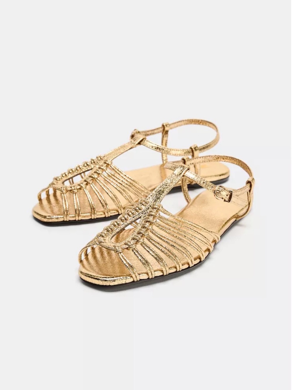 NWT Zara Women's Metallic Fisherman Sandals